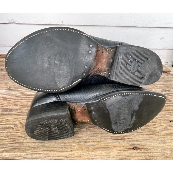 Tony Lama Black Bull hide Boots Size 8 EE Mens Style 2205 Western Leather - Picture 14 of 16